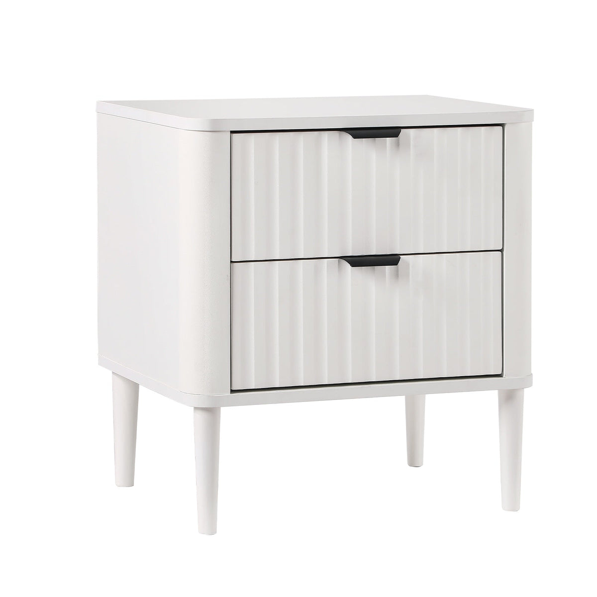 Oikiture Bedside Table Nightstand Side Storage 2 Drawers Cabinet White