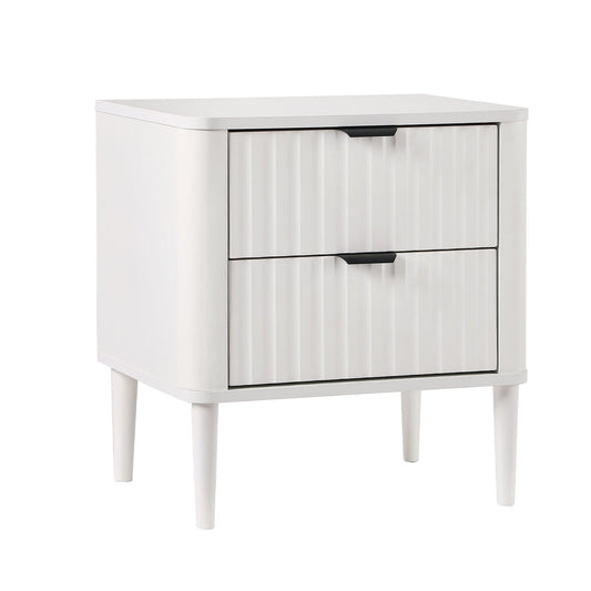 Oikiture Bedside Table Nightstand Side Storage 2 Drawers Cabinet White