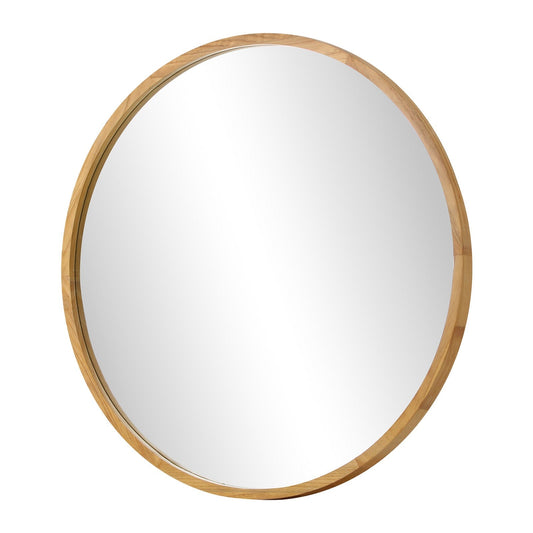 Oikiture Wall Mirrors Round Makeup Mirror Vanity Home Decorative Wooden 80cm