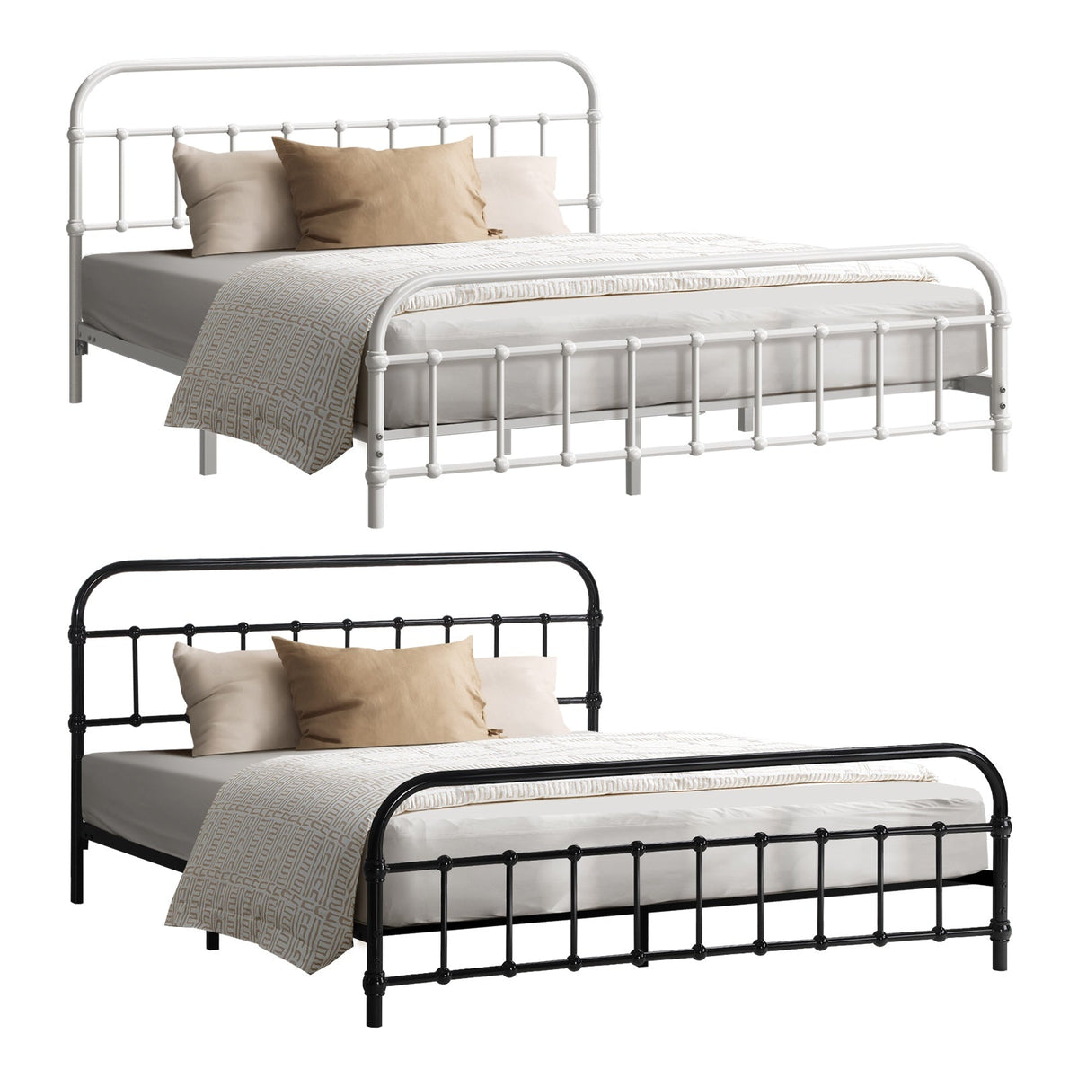 Oikiture Metal Bed Frame Queen Double King Single Size Metal Bed Base Platform
