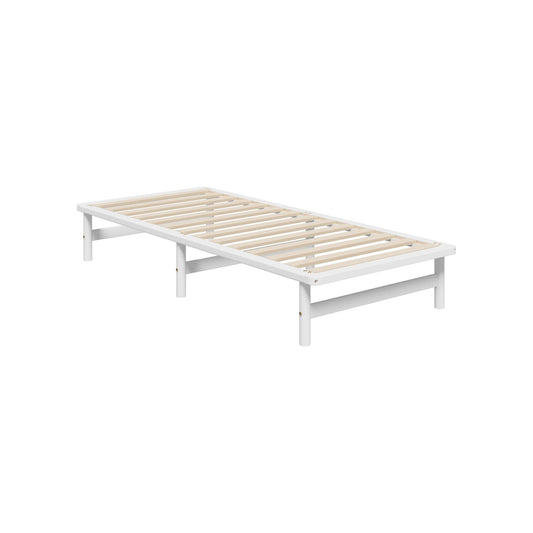 Oikiture Wooden Bed Frame Base Platform Pine Timber King Single Size Beds White