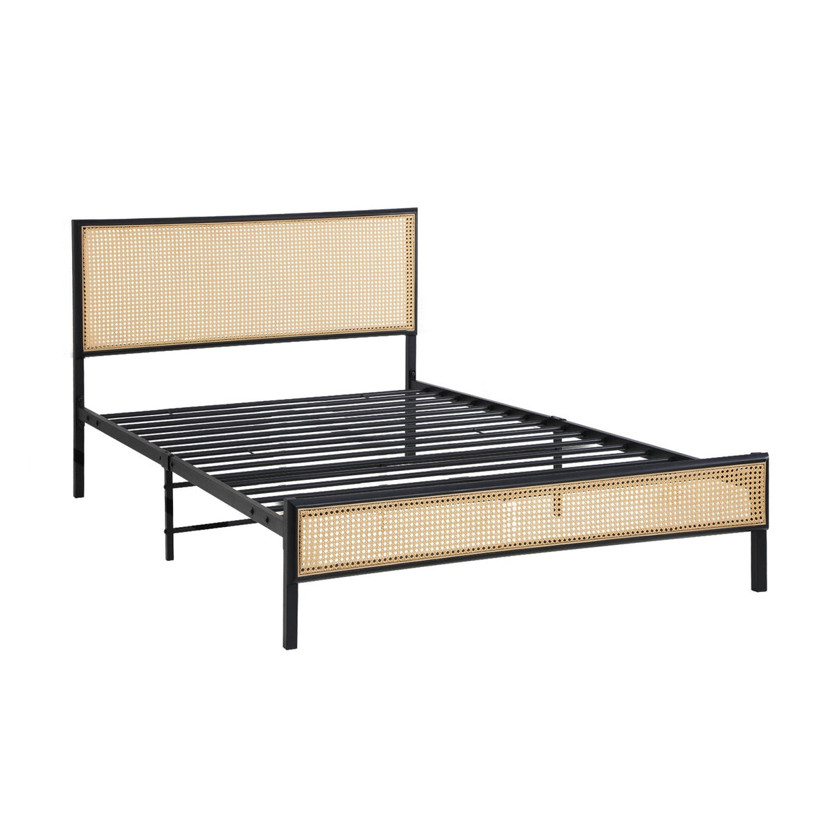 Oikiture Metal Bed Frame Single Size Beds Base Platform Rattan