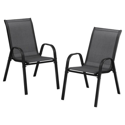Livsip Set of 2 Outdoor Stackable Chairs Patio Furniture Lounge Chair Bistro Set