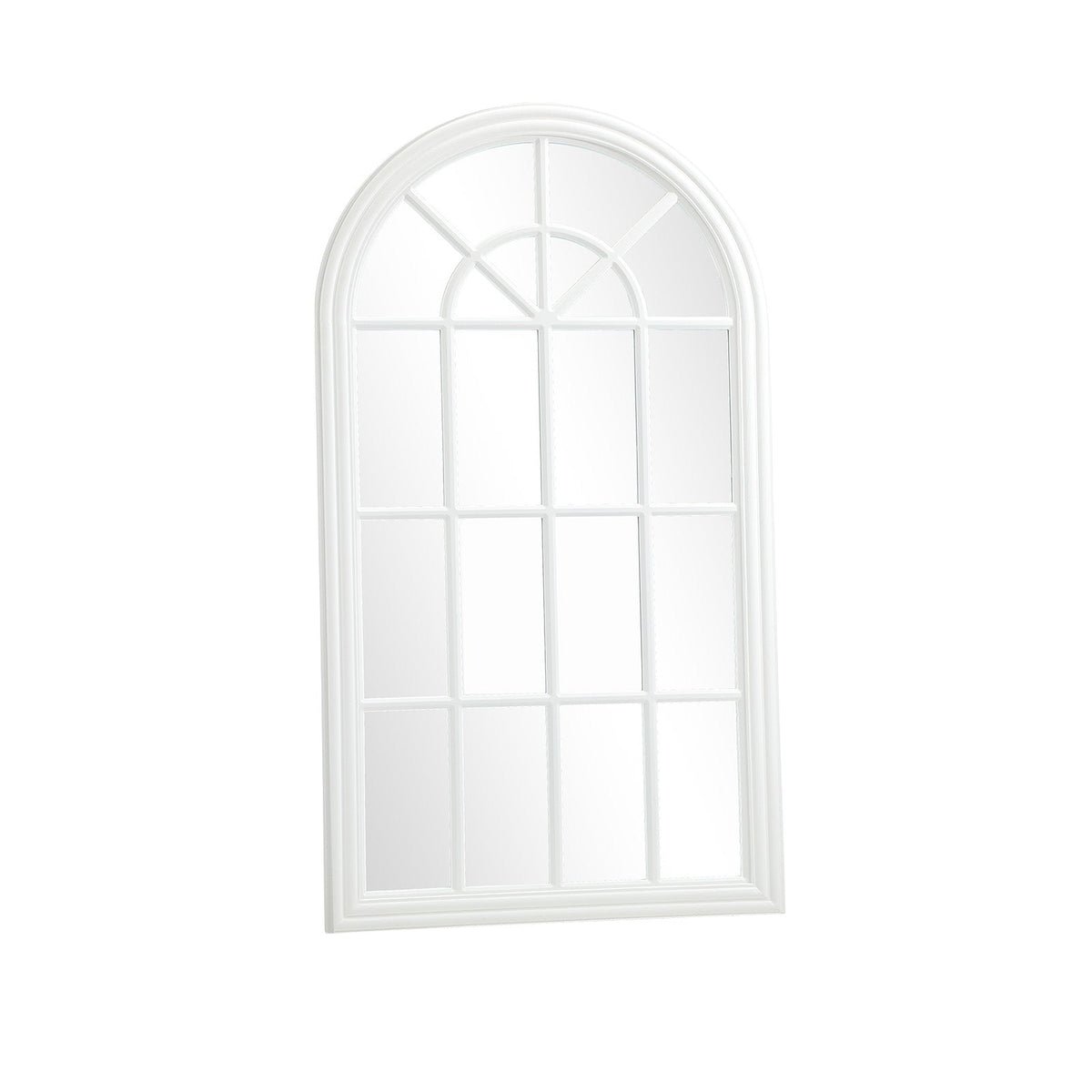 Oikiture Window Mirror Arched Wall Mirrors Decor 76x51cm Wooden White
