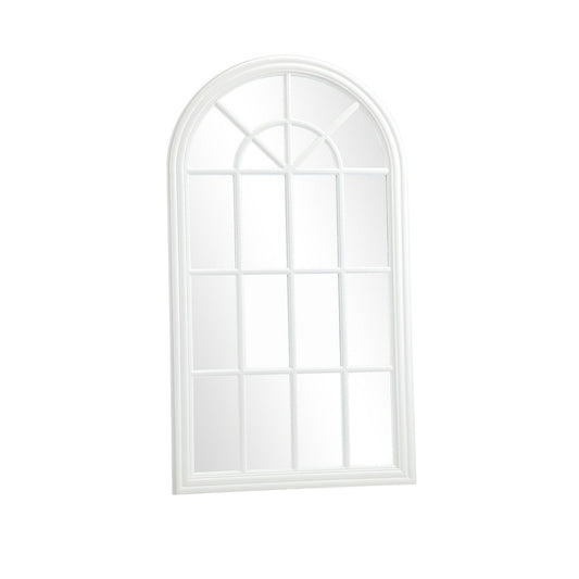 Oikiture Window Mirror Arched Wall Mirrors Decor 76x51cm Wooden White