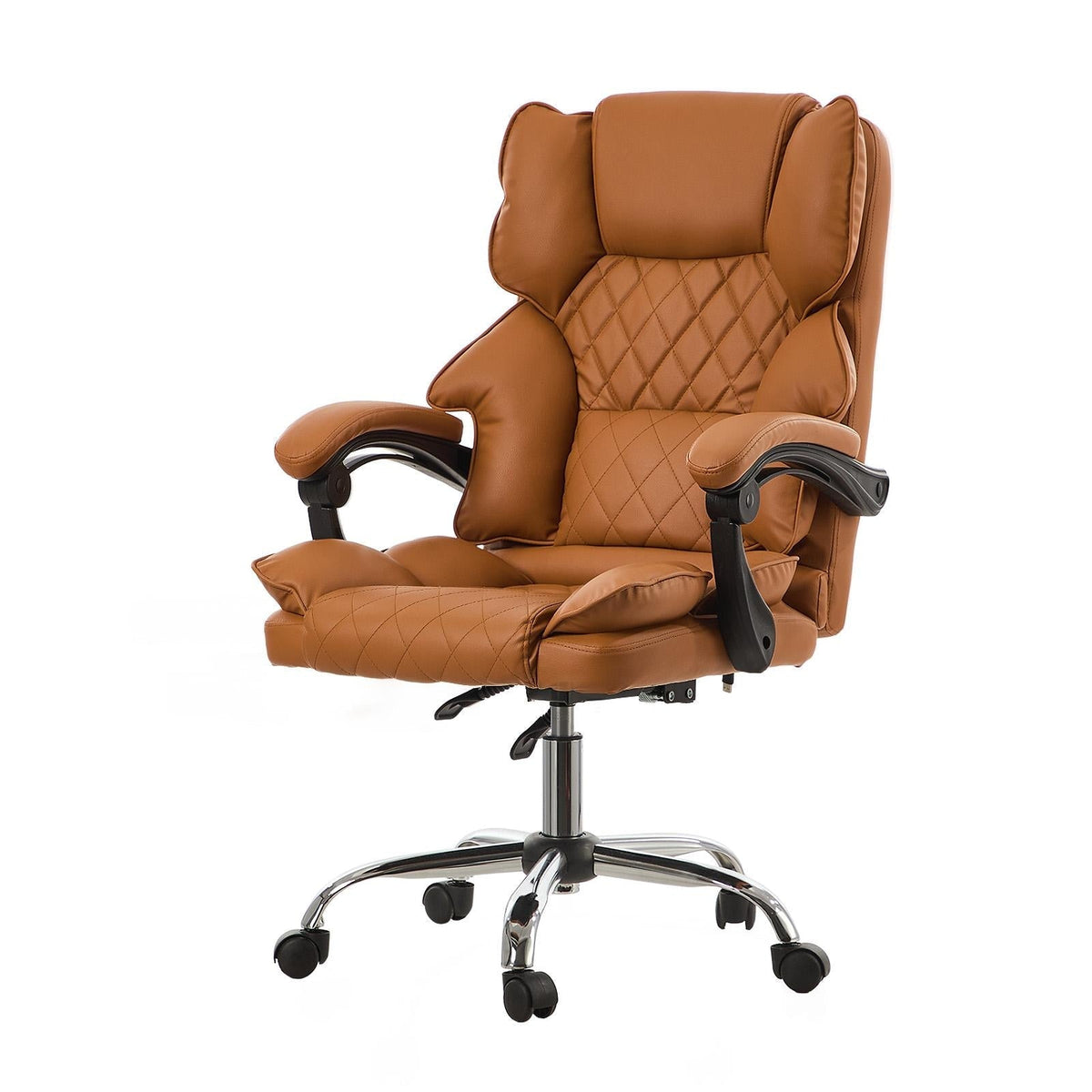 Oikiture Massage Office Chair Premium PU Leather Computer Gaming Seat Brown
