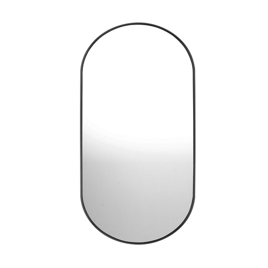 Oikiture Wall Mirrors Oval Makeup Mirror Bedroom Home Decor Black 84x50cm