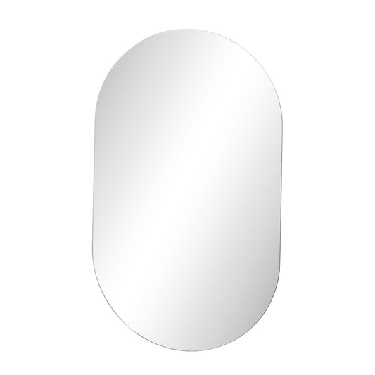 Oikiture Wall Mirrors Oval Makeup Mirror Bathroom Frameless 84x50cm