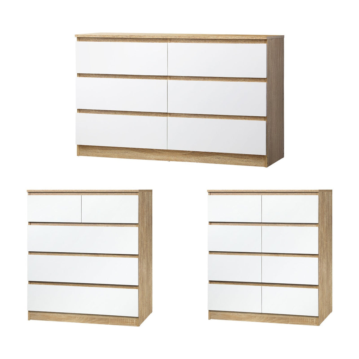 Oikiture Chest of Drawers Tallboy Dresser Table Storage Cabinet Wooden White