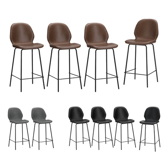 Oikiture 2/4x Bar Stools Kitchen Dining Stool Counter Metal Chairs Leather