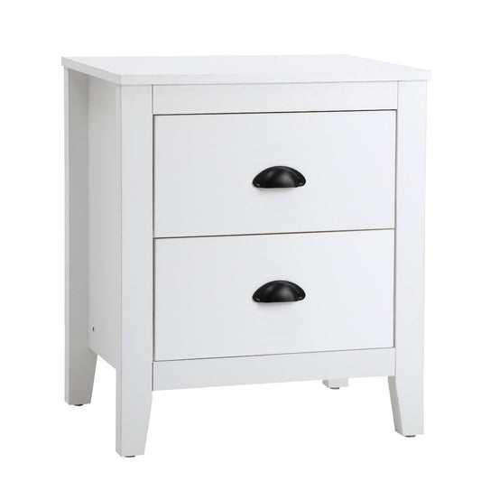 Oikiture Bedside Table 2 Drawers Side Tables Nightstand Storage Cabinet Vintage