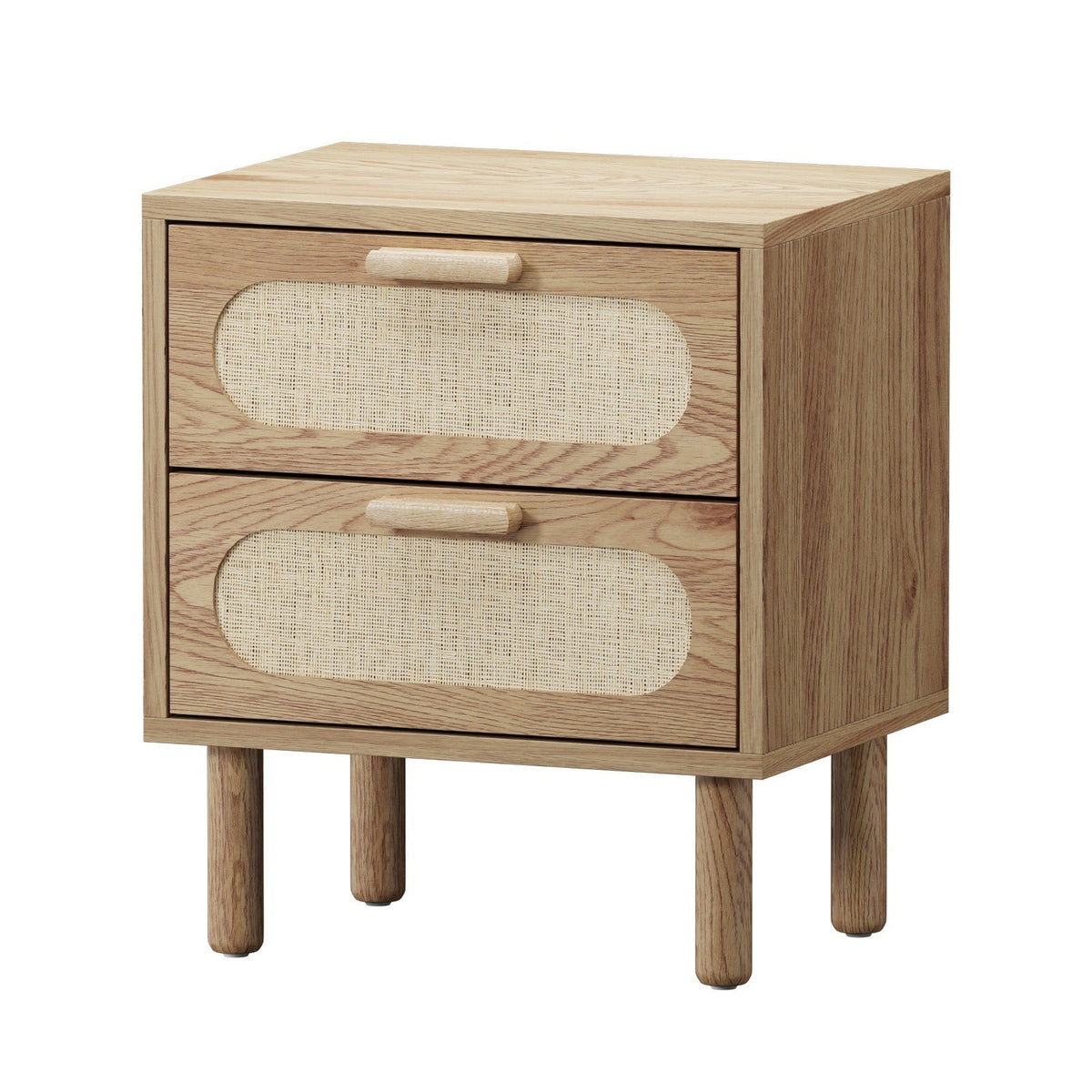 Oikiture Bedside Table Drawers Side End Tables Storage Nightstand Natural