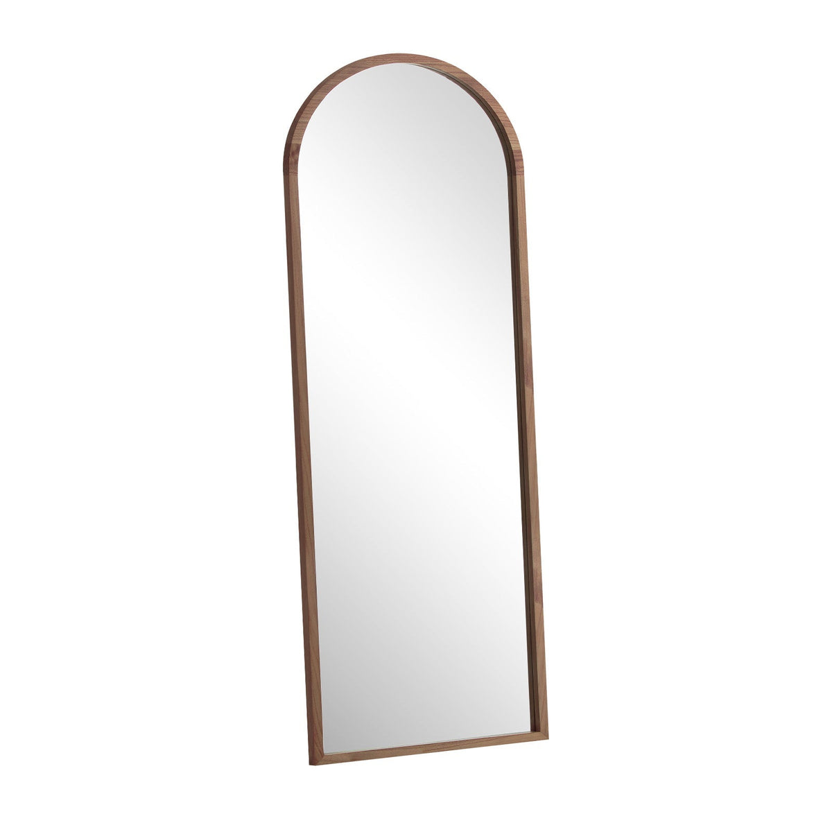 Oikiture Wooden Full Length Mirror 180x70cm Arched Dressing Floor Mirrors Brown