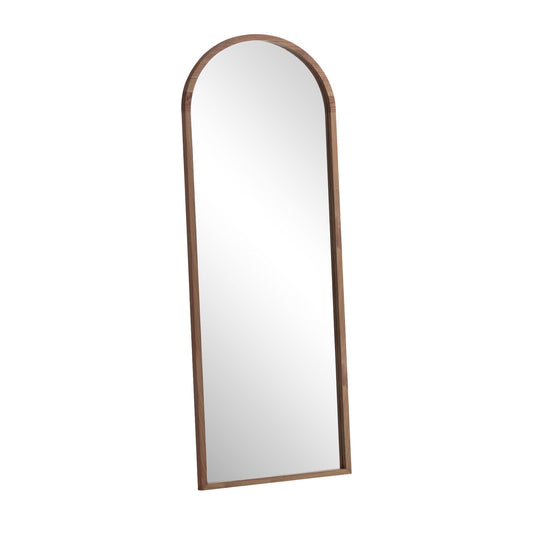 Oikiture Wooden Full Length Mirror 180x70cm Arched Dressing Floor Mirrors Brown