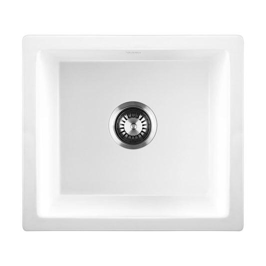 Welba Kitchen Sink 38x38cm Granite Stone Sink Basin Single Bowl White