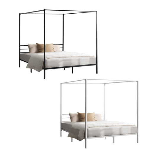 Oikiture Metal Bed Frame Queen Double Single Size Canopy Beds Platform