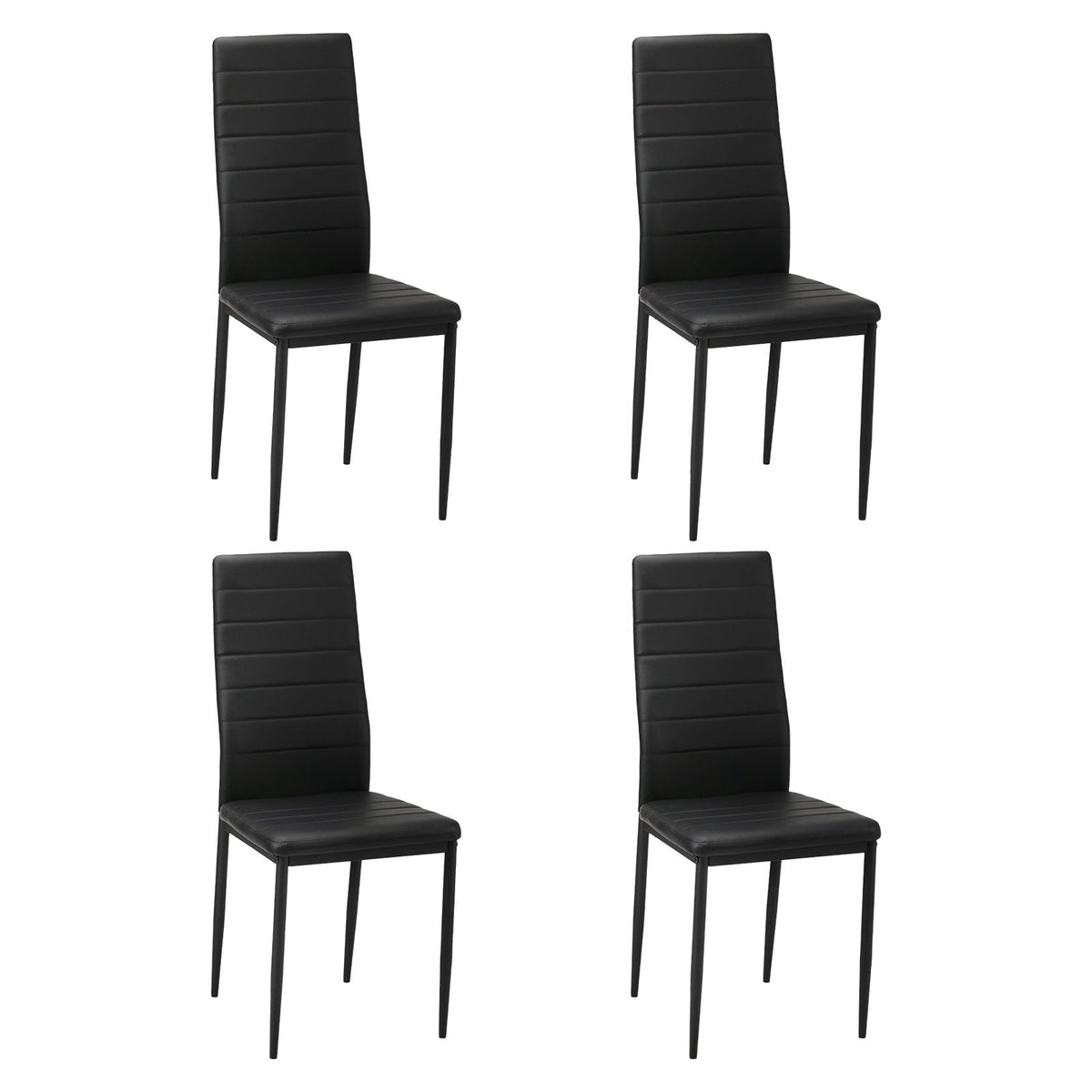 Oikiture 4PCS Dining Chairs High-Back Kitchen Chair Padded Faux Leather Black
