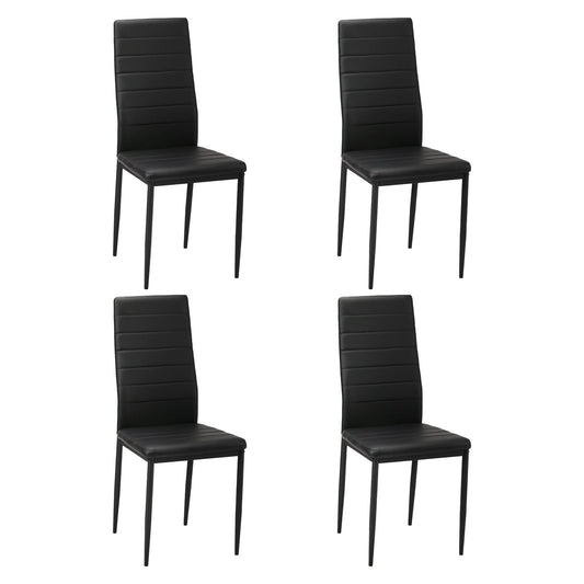 Oikiture 4PCS Dining Chairs High-Back Kitchen Chair Padded Faux Leather Black