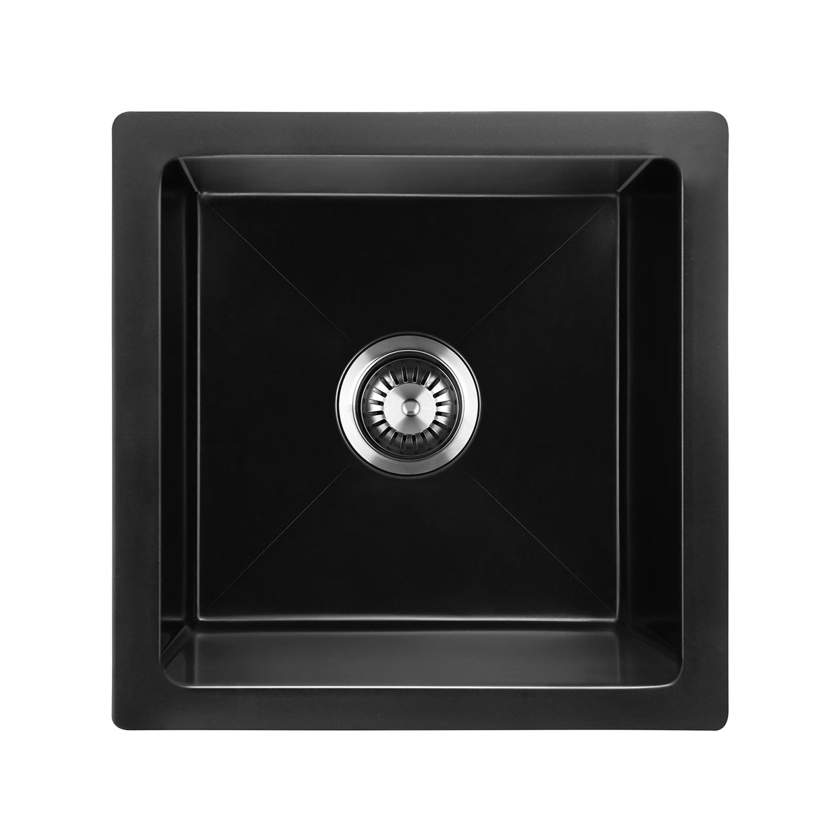 Welba Kitchen Sink Stone Sink Granite Laundry Basin Single Bowl 45cmx45cm Black