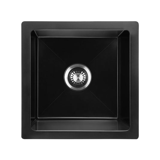 Welba Kitchen Sink Stone Sink Granite Laundry Basin Single Bowl 45cmx45cm Black