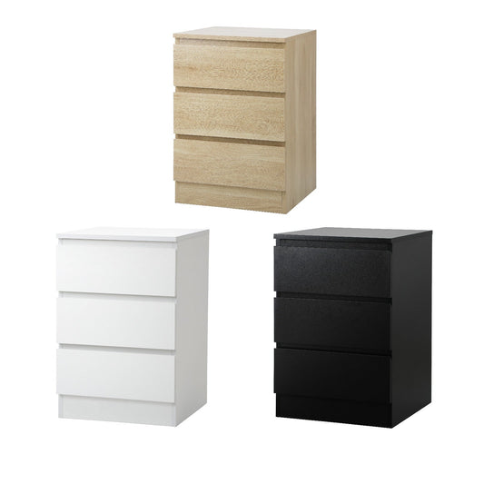 Oikiture Bedside Table 3 Drawers Side Tables Storage Cabinet Nightstand