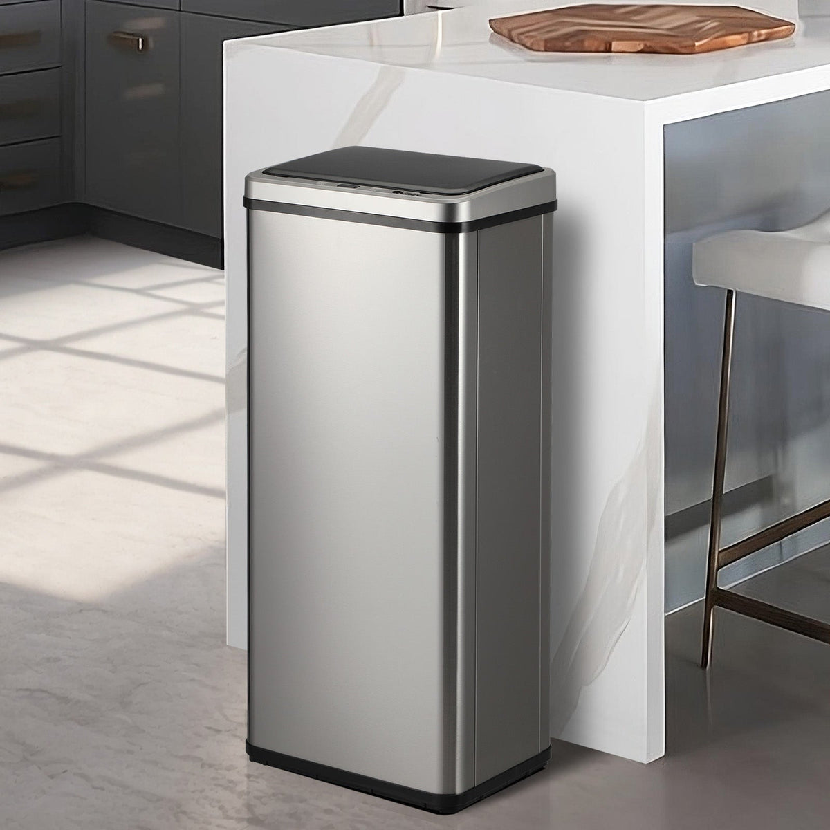 Oikiture Motion Sensor Bin Stainless Steel Automatic Kitchen Trash Can 40/50/60L