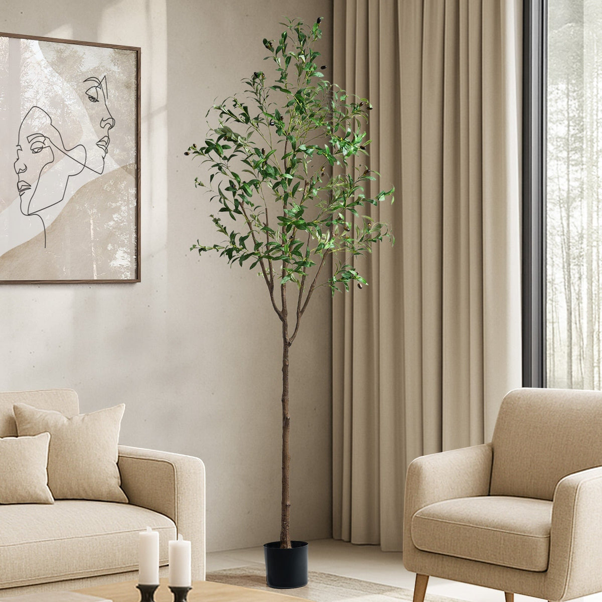 Livsip 150-210cm Artificial Potted Plants Lifelike Fake Tree Home Garden Decor