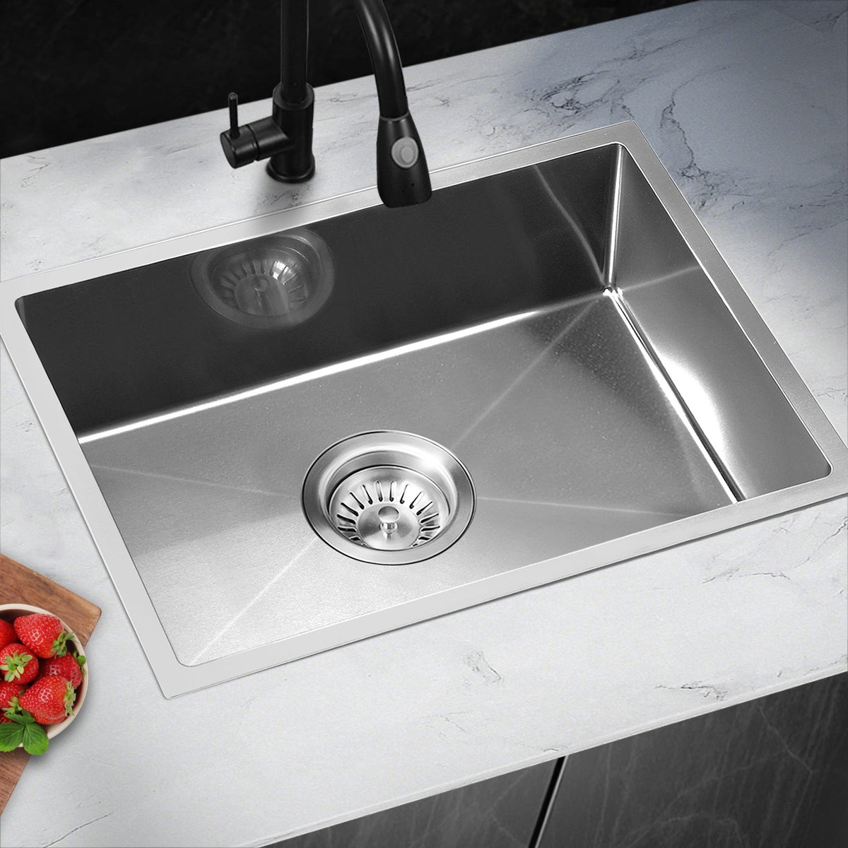 Welba Kitchen Sink Stainless Steel Single Double Bowl Basin With Waste Silver