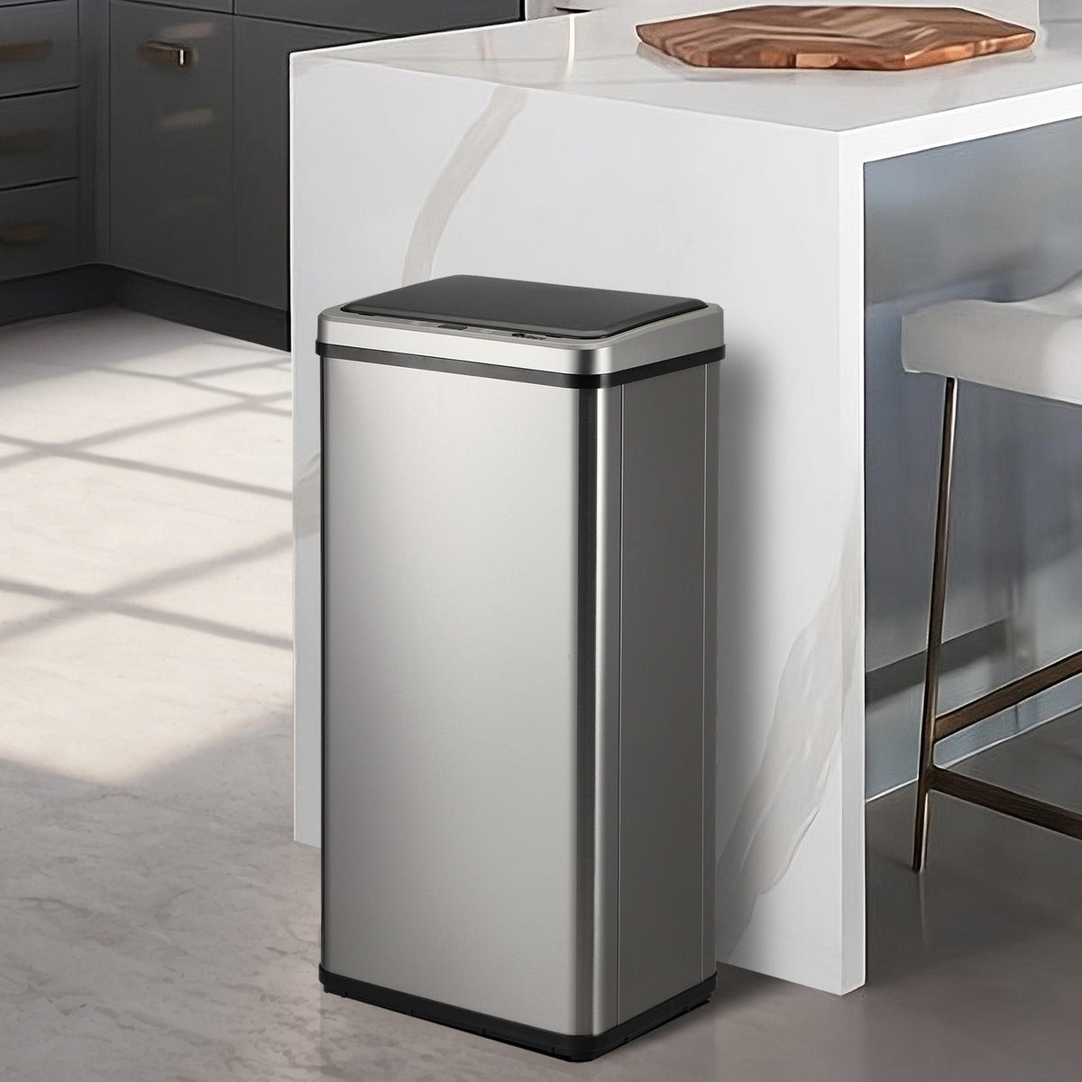 Oikiture Motion Sensor Bin Stainless Steel Automatic Kitchen Trash Can 40/50/60L