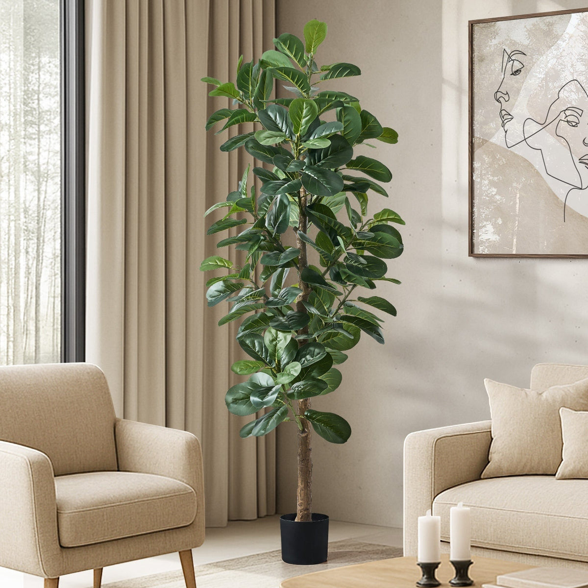 Livsip 150-210cm Artificial Potted Plants Lifelike Fake Tree Home Garden Decor