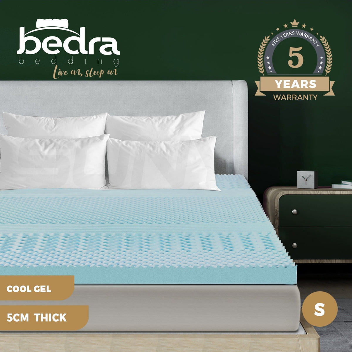 Bedra Memory Foam Mattress Topper Cool Gel Bed Pad Mat 7-Zone Underlay 5/8CM