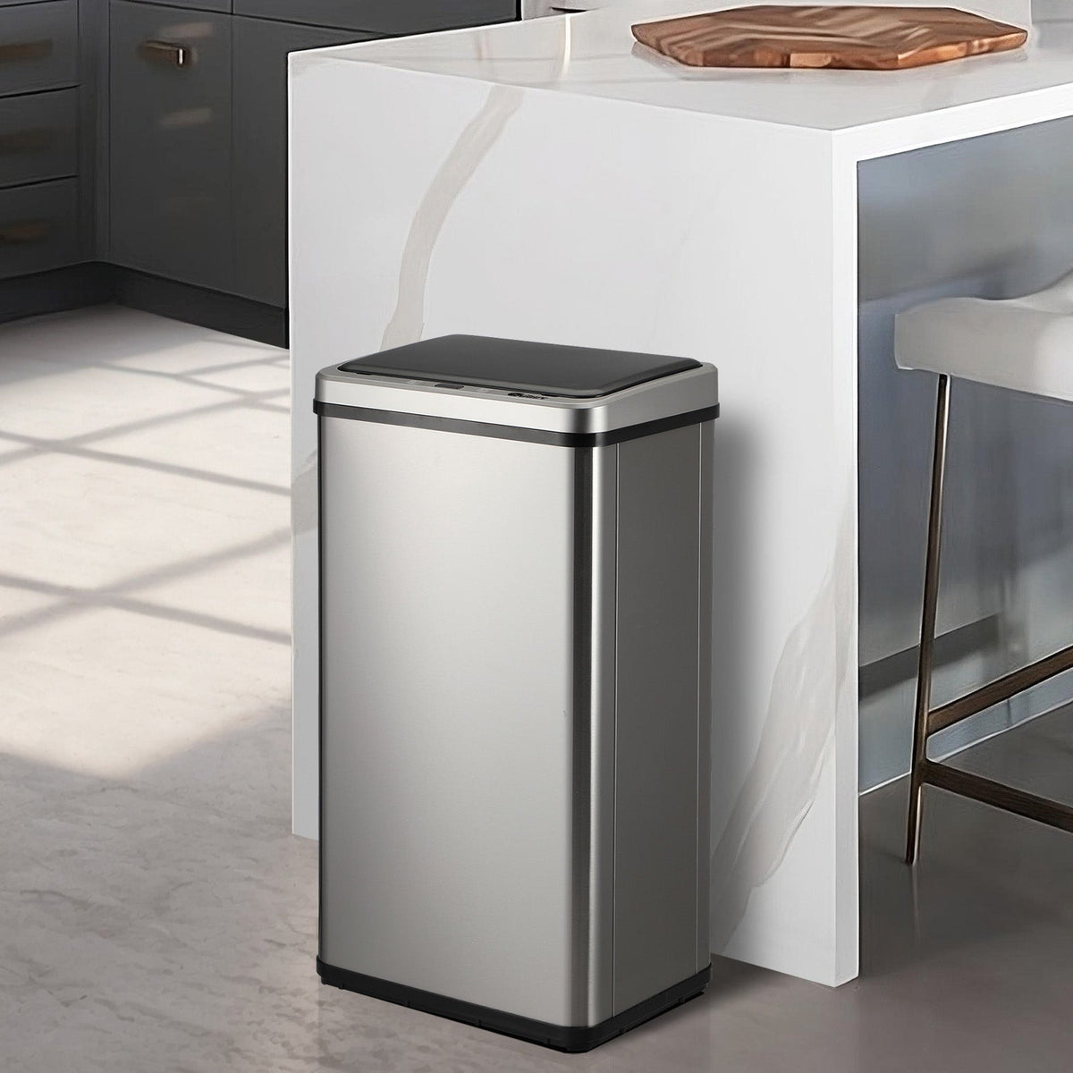 Oikiture Motion Sensor Bin Stainless Steel Automatic Kitchen Trash Can 40/50/60L