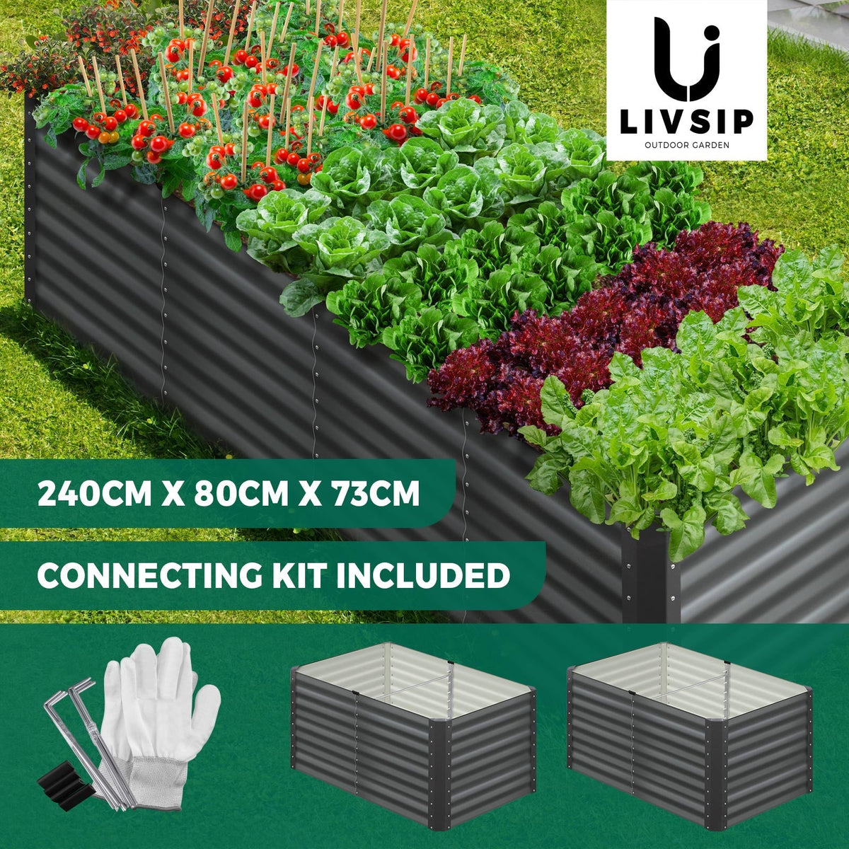 Livsip Garden Bed 9 Models x1 x2 Raised Planter Box Container Galvanised Steel