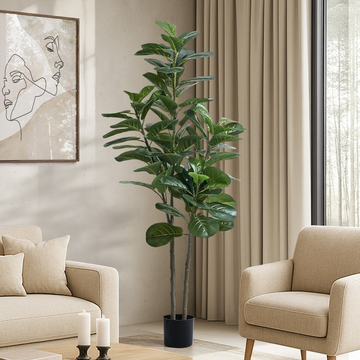 Livsip 150-210cm Artificial Potted Plants Lifelike Fake Tree Home Garden Decor