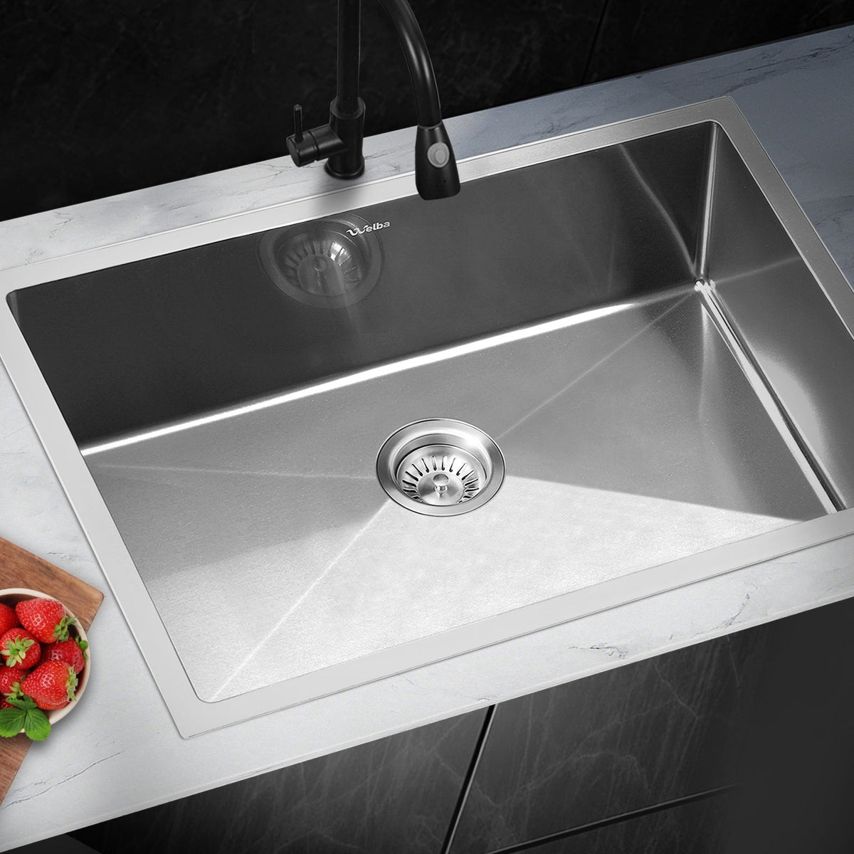Welba Kitchen Sink Stainless Steel Single Double Bowl Basin With Waste Silver