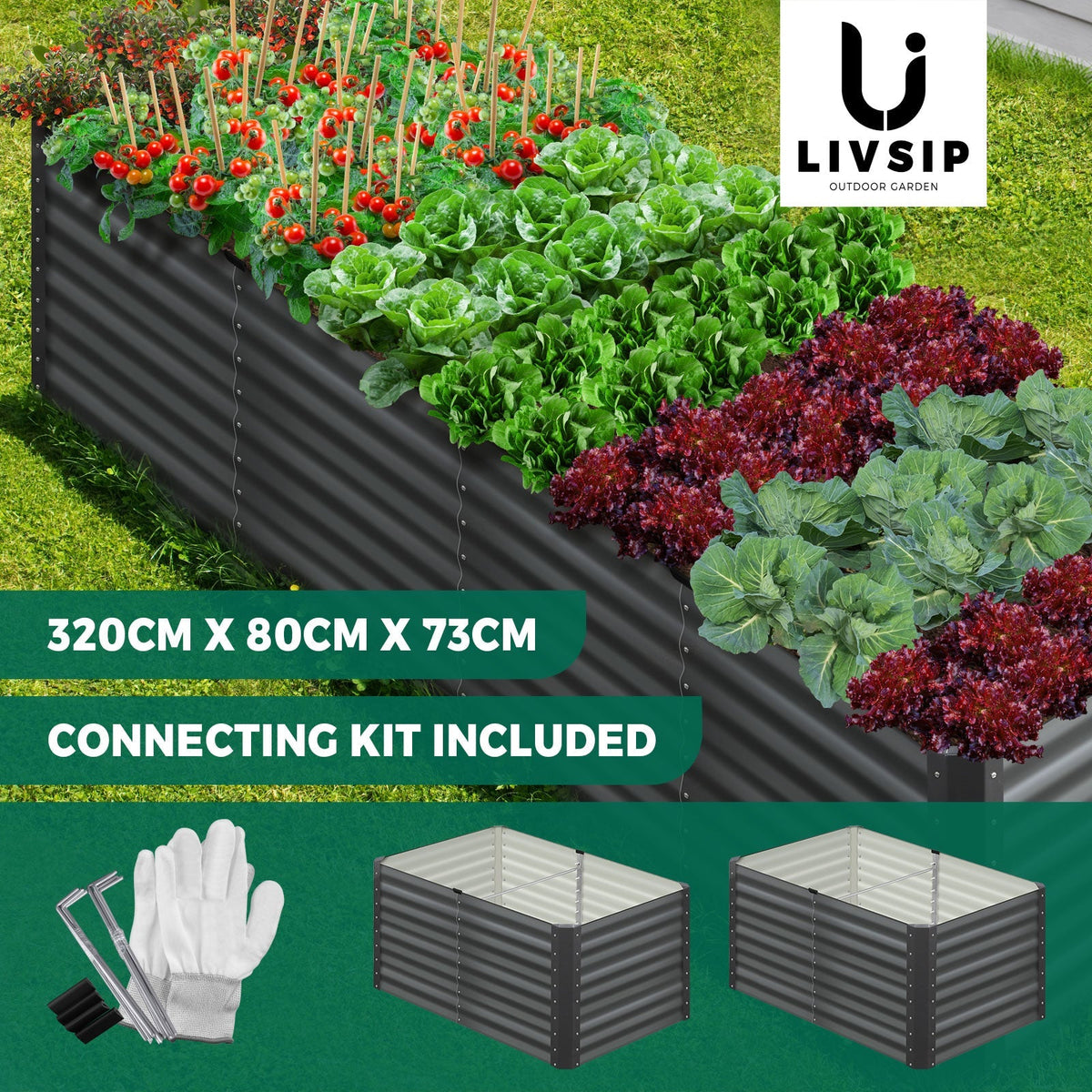Livsip Garden Bed 9 Models x1 x2 Raised Planter Box Container Galvanised Steel