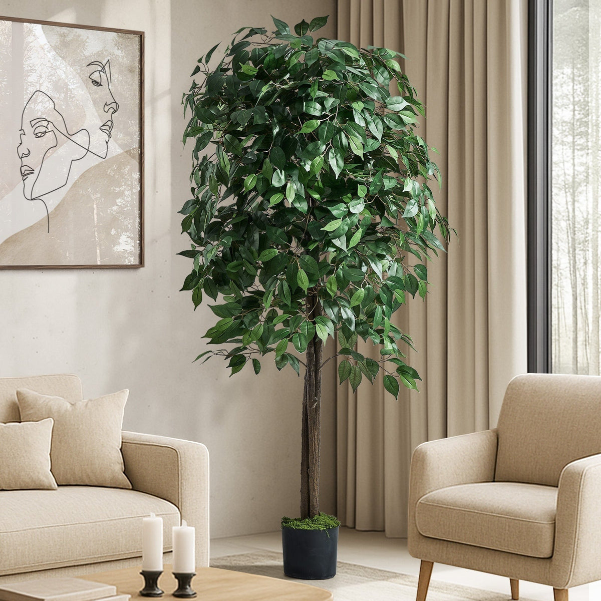 Livsip 150-210cm Artificial Potted Plants Lifelike Fake Tree Home Garden Decor