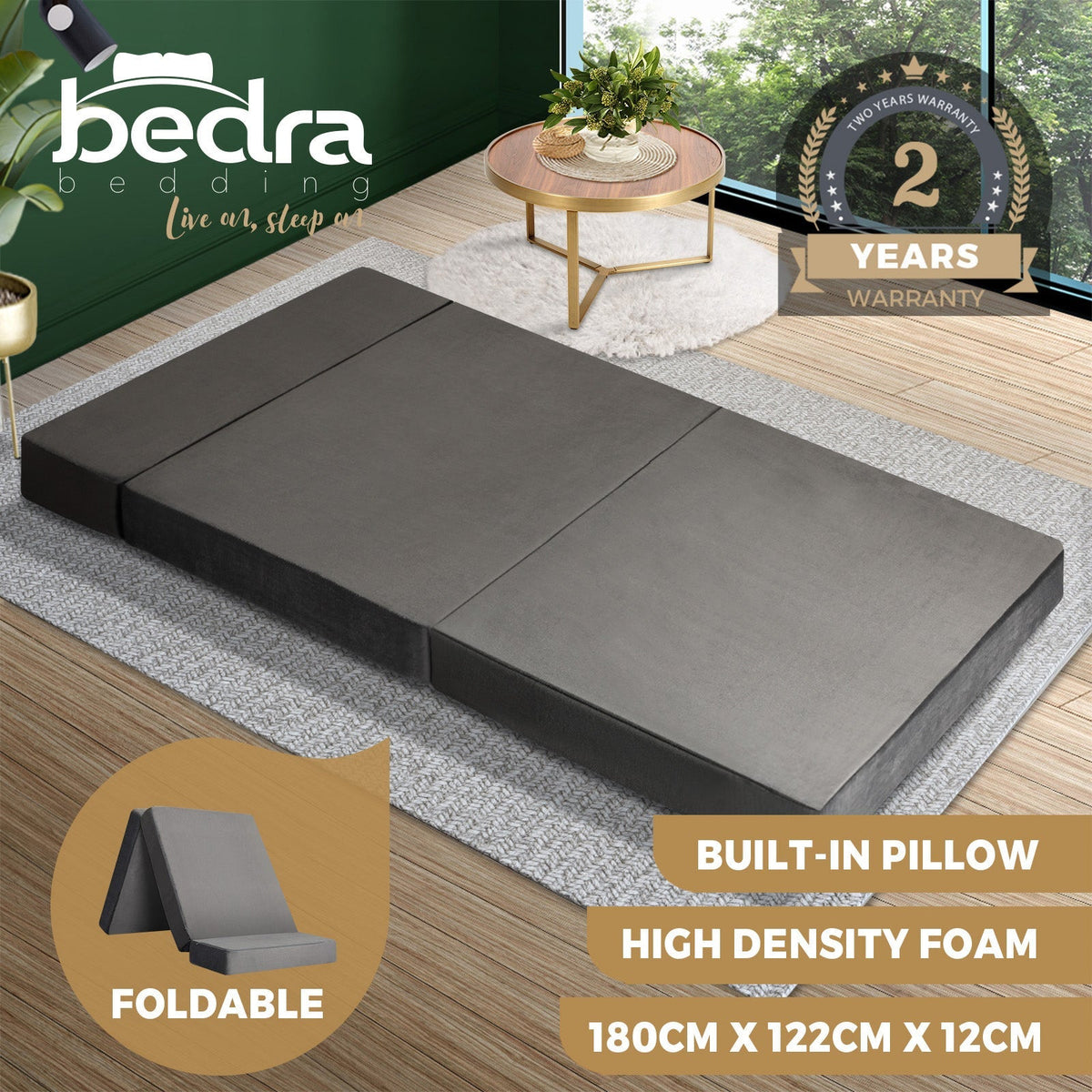Bedra Folding Mattress Foldable Bed 3 4 Fold Sleeping Floor Mat Camping Cushion