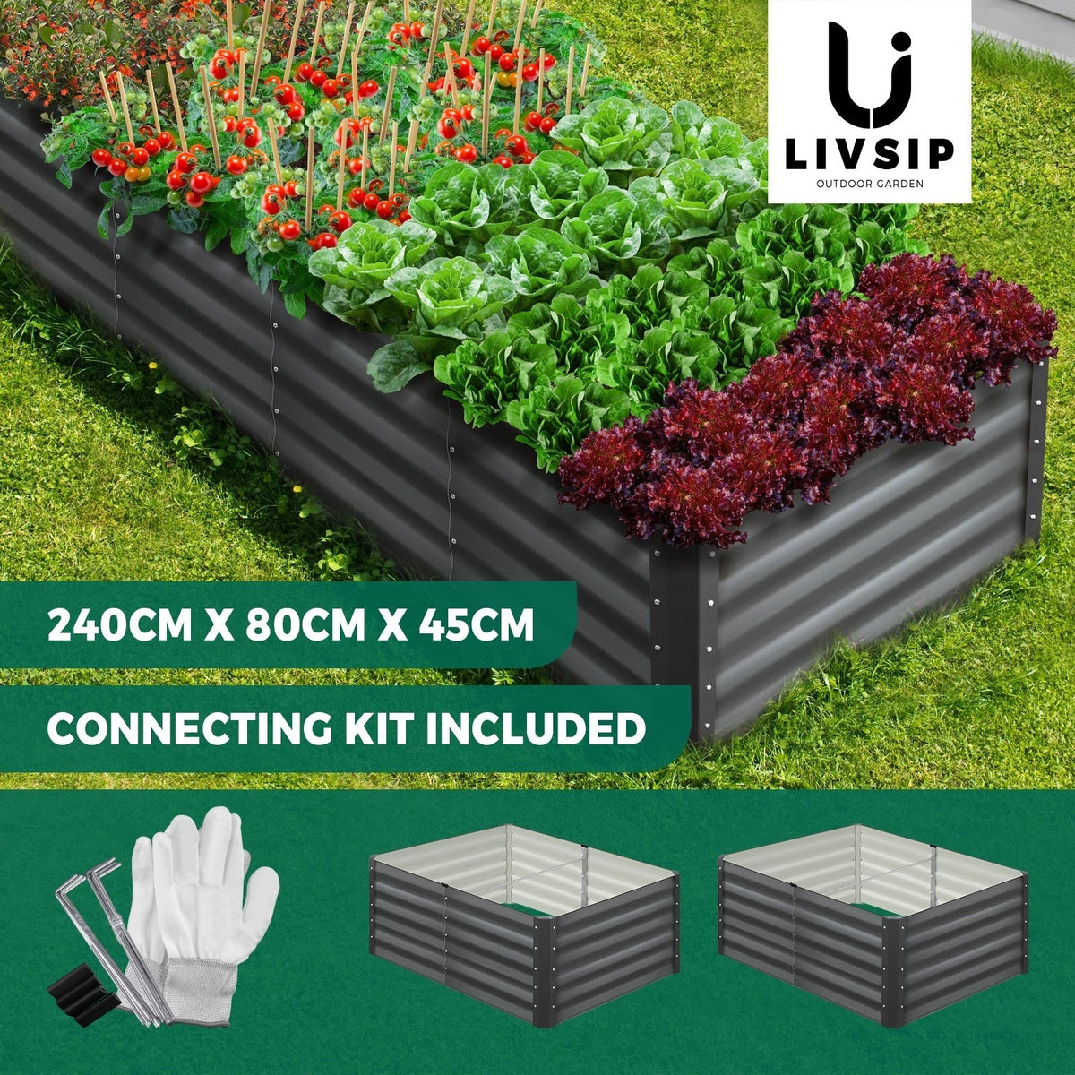 Livsip Garden Bed 9 Models x1 x2 Raised Planter Box Container Galvanised Steel