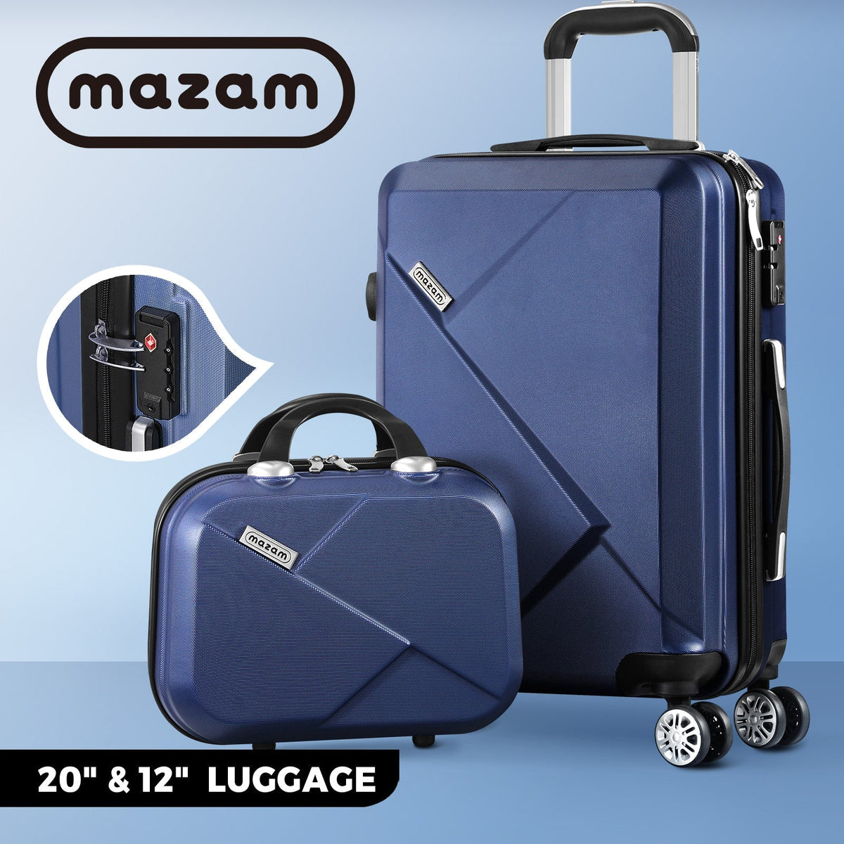 Mazam 1/2/3PCS Luggage Suitcase Trolley Set Travel TSA Lock Storage Hard Case