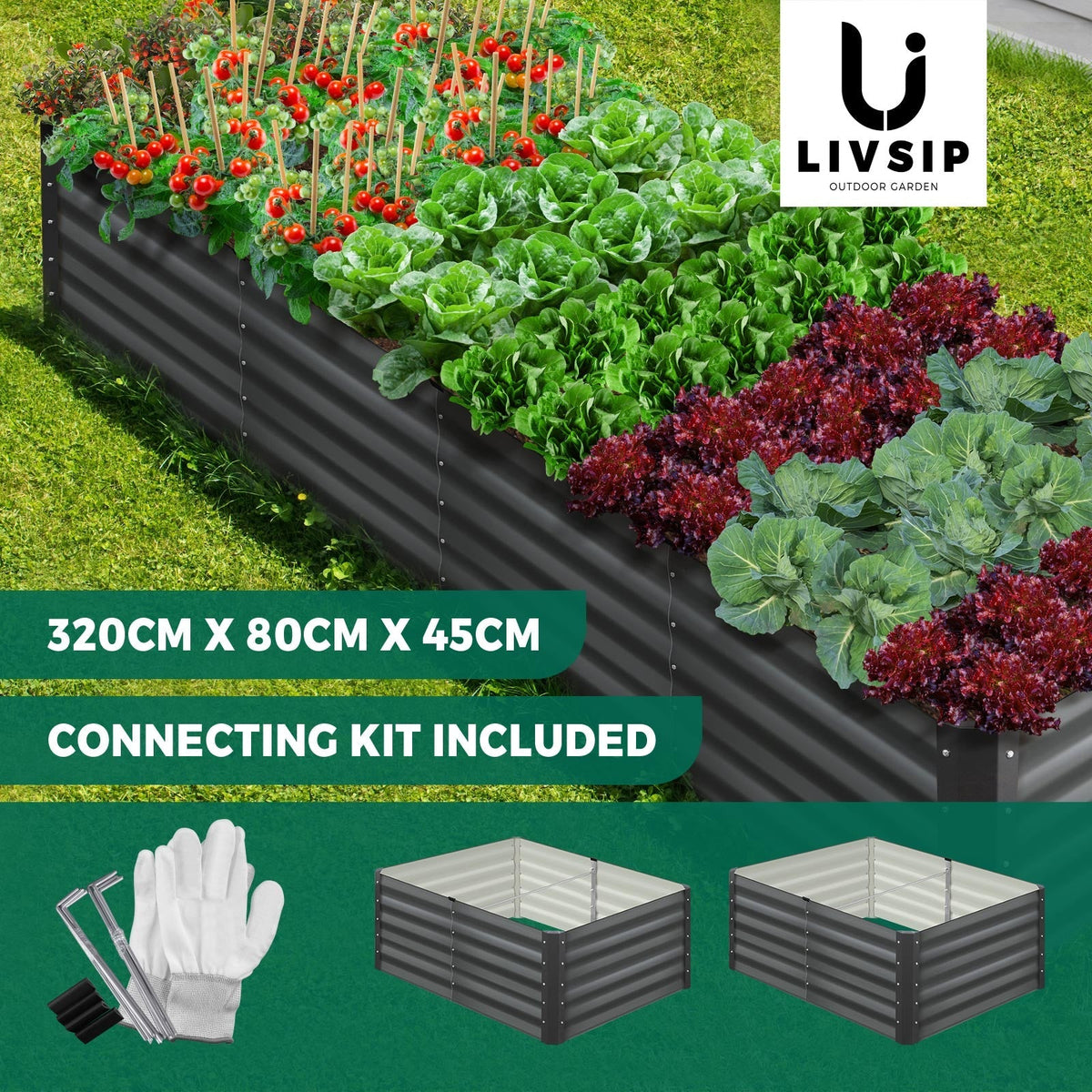 Livsip Garden Bed 9 Models x1 x2 Raised Planter Box Container Galvanised Steel