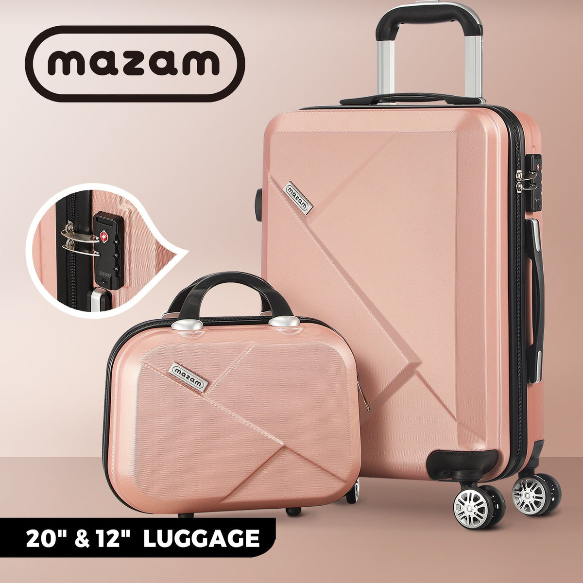 Mazam 1/2/3PCS Luggage Suitcase Trolley Set Travel TSA Lock Storage Hard Case