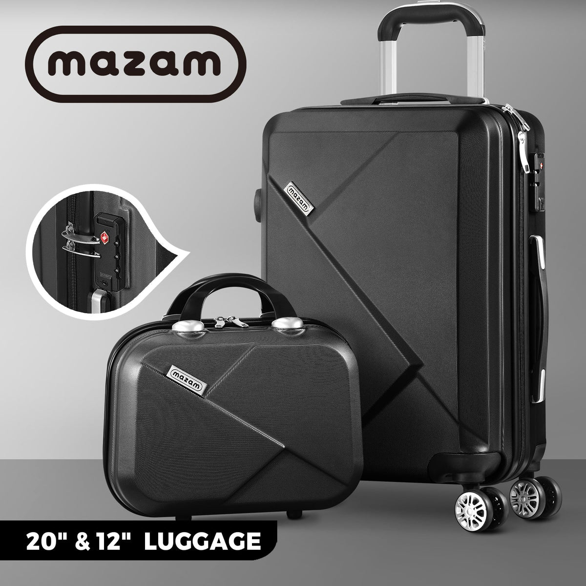 Mazam 1/2/3PCS Luggage Suitcase Trolley Set Travel TSA Lock Storage Hard Case