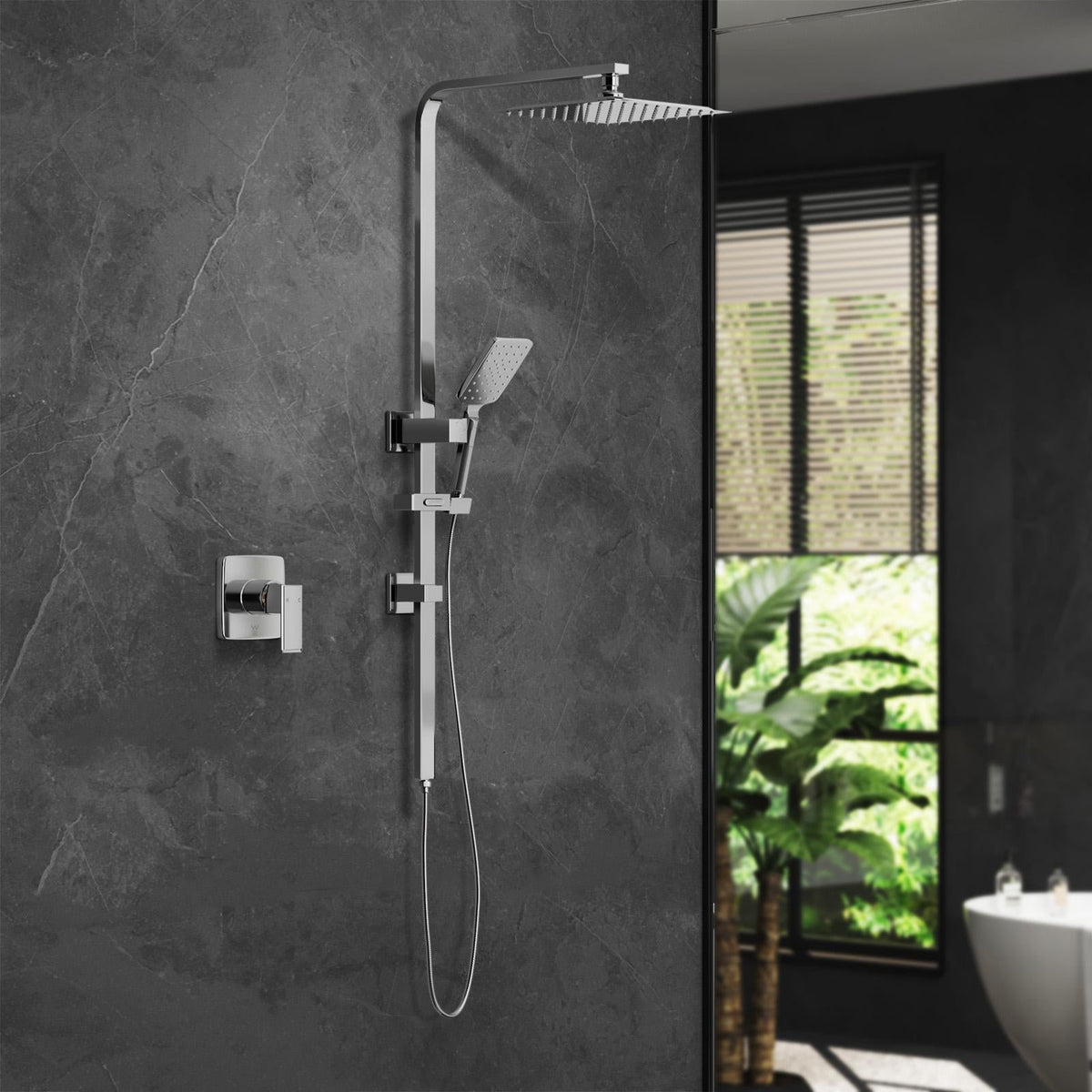 Welba 10" Shower Head Set Square Round Handheld With Shower Mixer Tap Combo WELS