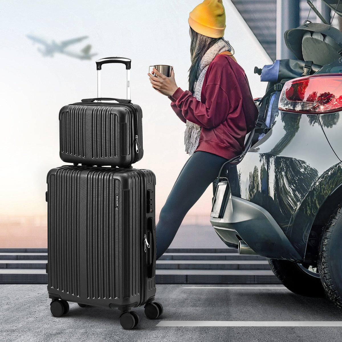 Mazam 2PCS Luggage Suitcase Trolley Set Travel Carry On TSA Lock Hard Case