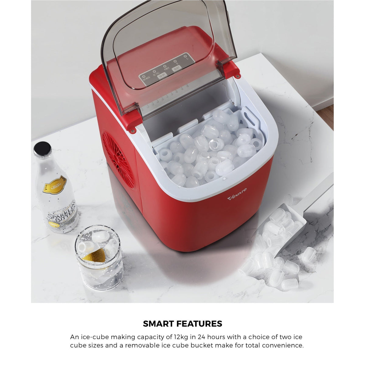 Vevare Portable Ice Maker Machine Ice Cube Tray 12kg Bar Countertop