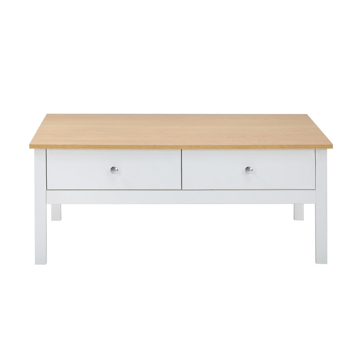 Oikiture Coffee Table Storage Drawers Side Tables Sofa Cafe Desk Natural White