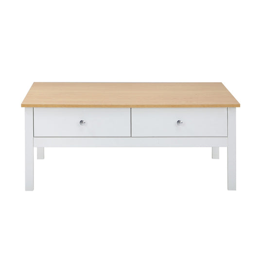 Oikiture Coffee Table Storage Drawers Side Tables Sofa Cafe Desk Natural White
