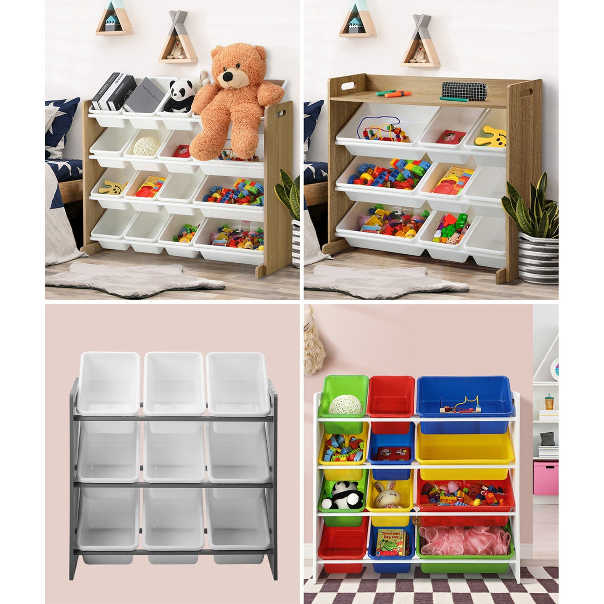 Oikiture Kids Toy Box Organiser Display Shelf Storage Rack Drawer
