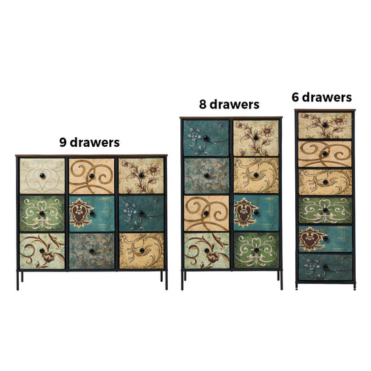 Oikiture Chest of Drawers Fabric Vintage Tallboy Storage Cabinet Dresser